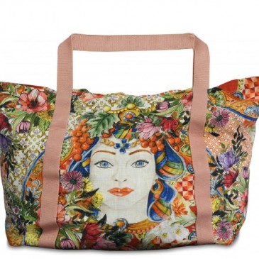 BORSA MARE IN LINO CORAL