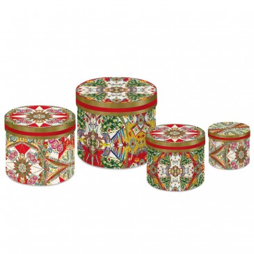 SET 4 CAPPELLIERE 30X30X25 CM - COSY XMAS ORO