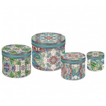 SET 4 CAPPELLIERE 30X30X25 CM - COSY XMAS PLATINO