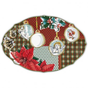 XMAS PIATTO PORTATA OVALE GRANDE TARTAN