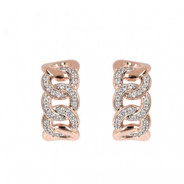 CURB HOOP EARRING WITH PAVE'