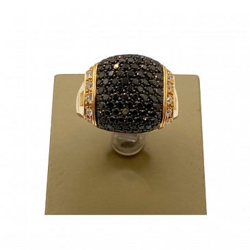 ANELLO UOMO BRILLANTI NERI E ORO ROSA