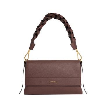 HANDBAG DOUBLE GRAINY LEATHER BERRY/WINT ROSE