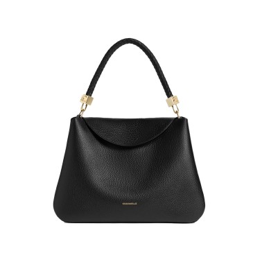 HANDBAG GRINED LEATHER NOIR