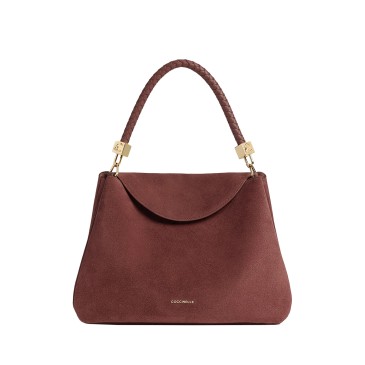 HANDBAG SUEDE LEATH GRAINED BERRY