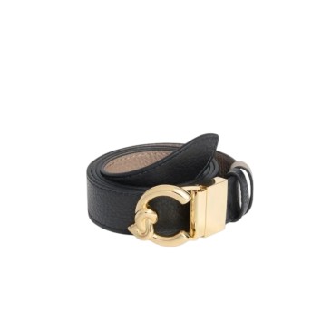 BELT GRAINED H 3 PLATINUM NOIR/W TAUPE