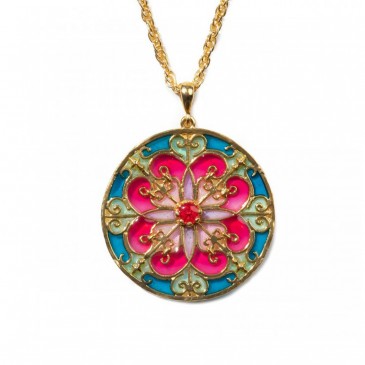 COLLANA ROSONE CELESTE TONDO