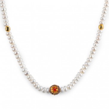 COLLANA PERLE RICCIO SMALTI ARG  TIT  925%
