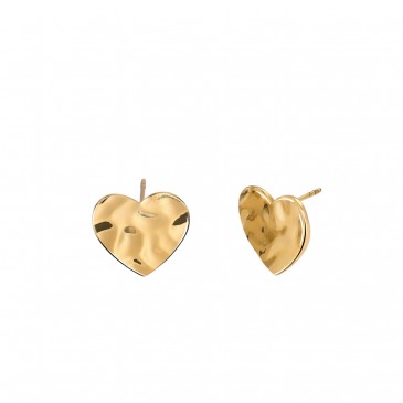 ORECCHINI DORATI CUORE EFFETTO MARTELLATO - STYLE 03