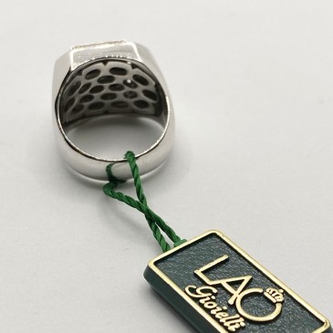Anello uomo brillanti e oro bianco