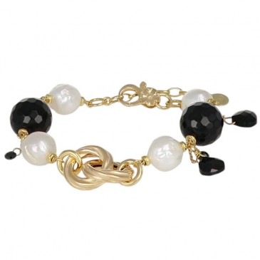 BRACCIALE ERA CON PERLE ONICE E GOCCE DI VETRO ARGENTO 925