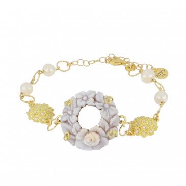 BRACCIALE GIORDANIA CREOLA DI CAMMEO PERLE FIUME IN ARGENTO