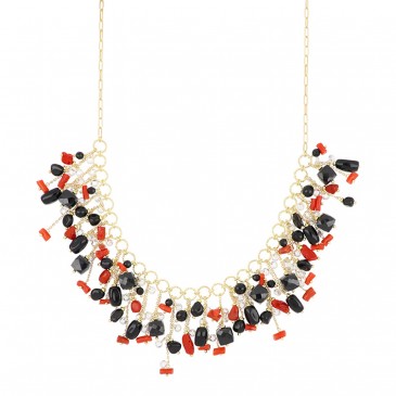COLLANA SHERY GIROCOLLO ONICE E CORALLO CZ FRUFRU