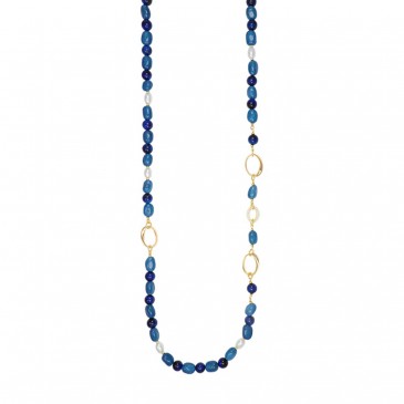 COLLANA CLORI INFILATA PERLE OCCHIO DI TIGRE ARGENTO 925