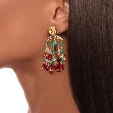 ORECCHINO ESMERALDA PONTE AGATA V GOCCE FUCSIA ZIRCONI ARGENTO 925