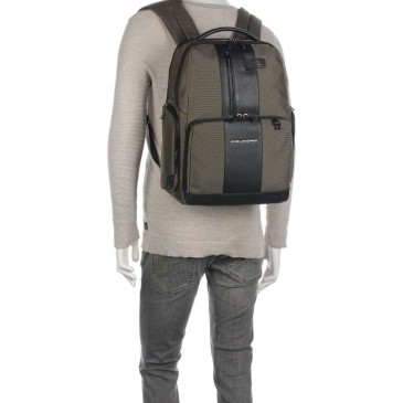 ZAINO GRANDE IN PELLE E TESSUTO