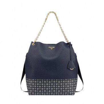 BORSA GR DOUBLE PU NAVY+HER  PVC BLU