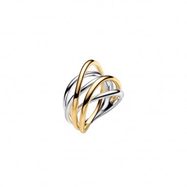 ANELLO LINEE INTRECCIATE BICOLORE