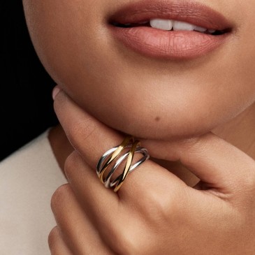 ANELLO LINEE INTRECCIATE BICOLORE