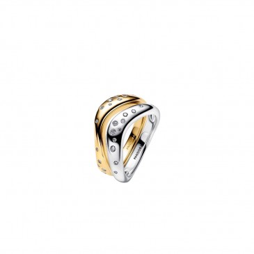 ANELLO LINEA SINUOSA DIVISIBILE BICOLORE CON PIETRE LUMINOSE