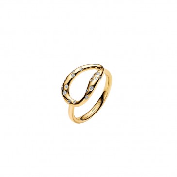 ANELLO OVALE LINEA SINUOSA CON PIETRE LUMINOSE