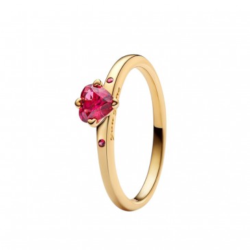ANELLO SOLITARIO CUORE ROSSO