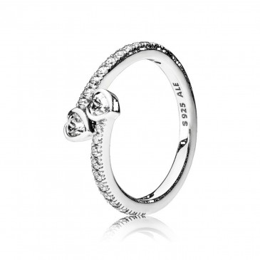 Anello due cuori scintillanti