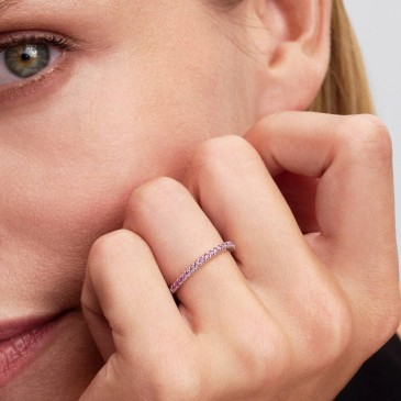ANELLO PAVÉ FASCIA SOTTILE ROSA