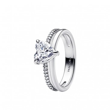 ANELLO DOPPIA FASCIA CON CUORE