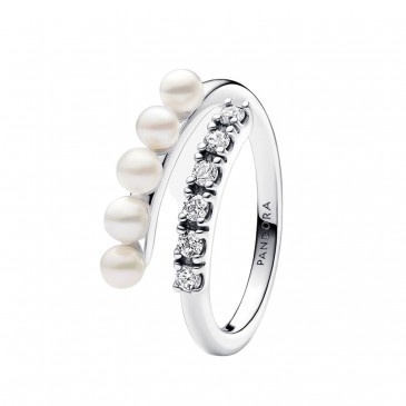 ANELLO INTRECCIO CON PERLE D’ACQUA DOLCE COLTIVATE E PAVÈ