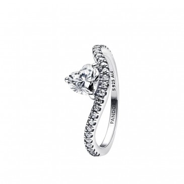 ANELLO ONDA CON CUORE LUMINOSO E PAVÈ