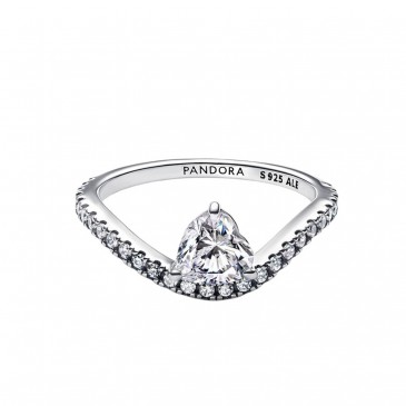 ANELLO ONDA CON CUORE LUMINOSO E PAVÈ