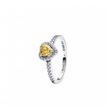 ANELLO CUORE IN RILIEVO GIALLO