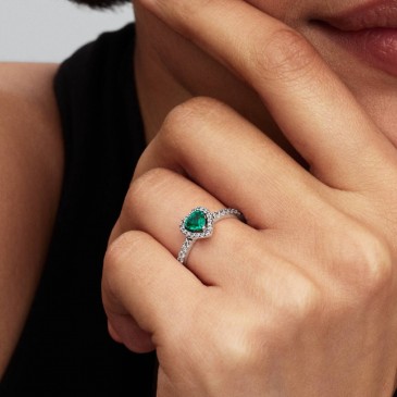 ANELLO CUORE IN RILIEVO VERDE SCURO
