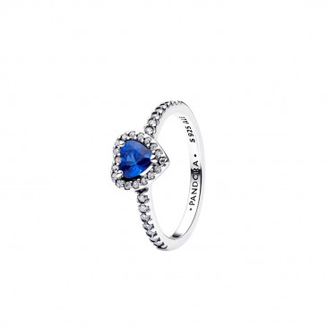 ANELLO CUORE IN RILIEVO BLU INTENSO