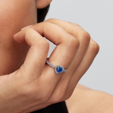 ANELLO CUORE IN RILIEVO BLU INTENSO