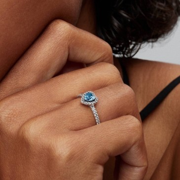 ANELLO CUORE IN RILIEVO AZZURRO