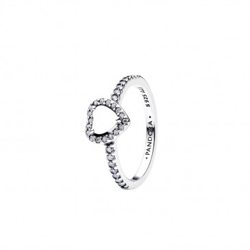 ANELLO CUORE IN RILIEVO BIANCO