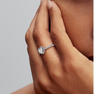 ANELLO CUORE IN RILIEVO BIANCO