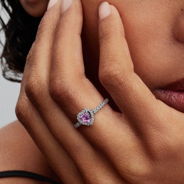 ANELLO CUORE IN RILIEVO VIOLA