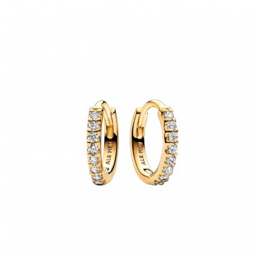 ORECCHINI CERCHI PICCOLI PAVÈ PLACCATURA IN ORO 14K