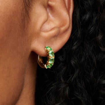 ORECCHINI CERCHI CRISTALLI VERDI PLACCATURA IN ORO 14K