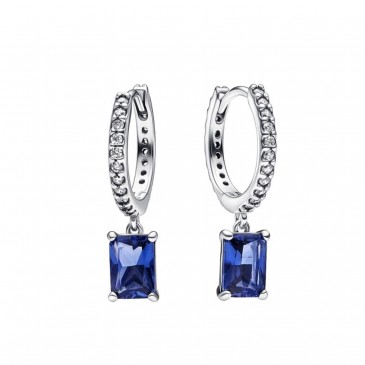 ORECCHINI CERCHI PAVÈ E PIETRE BLU