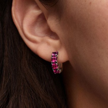 ORECCHINI CERCHI CRISTALLI ROSA SCURO