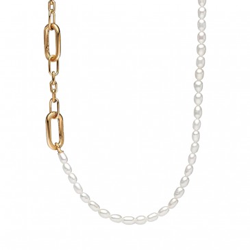 COLLANA COLLANA MAGLIA LINK SLIM CON PERLE COLTIVATE D'ACQUA DOLCE TRATTATE PANDORA ME