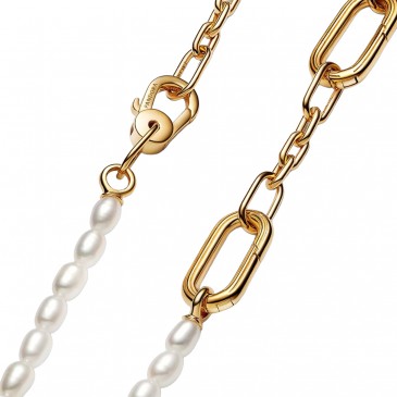 COLLANA COLLANA MAGLIA LINK SLIM CON PERLE COLTIVATE D'ACQUA DOLCE TRATTATE PANDORA ME