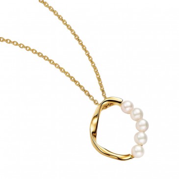 COLLANA CERCHIO LINEA SINUOSA CON PERLE D'ACQUA DOLCE COLTIVATE
