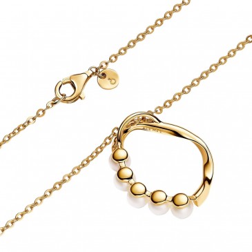 COLLANA CERCHIO LINEA SINUOSA CON PERLE D'ACQUA DOLCE COLTIVATE
