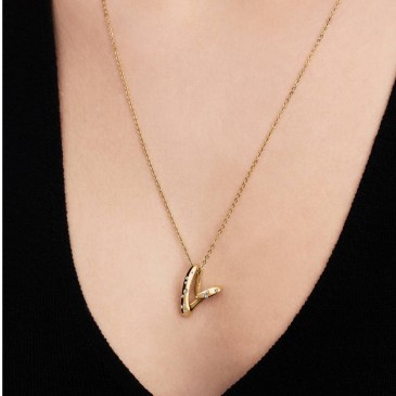 COLLANA LINEA SINUOSA CUORE CON PIETRE LUMINOSE