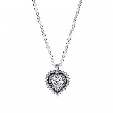 COLLANA PUNTO LUCE CUORE E PAVÈ